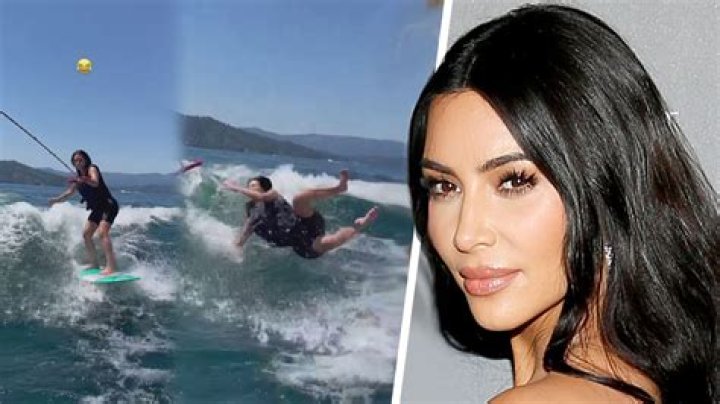 Kim Kardashian Wipes Out While Attempting To Wakeboard In Spandex Shorts — Video